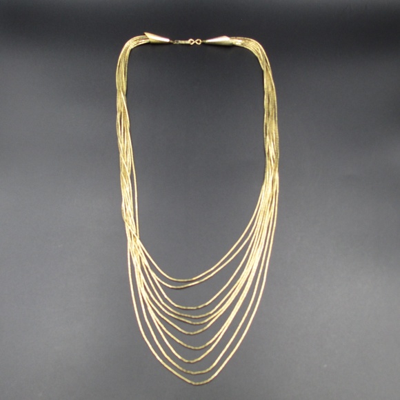Jewelry - Gold Tone 20 Inch Unique Layered Strand Necklace